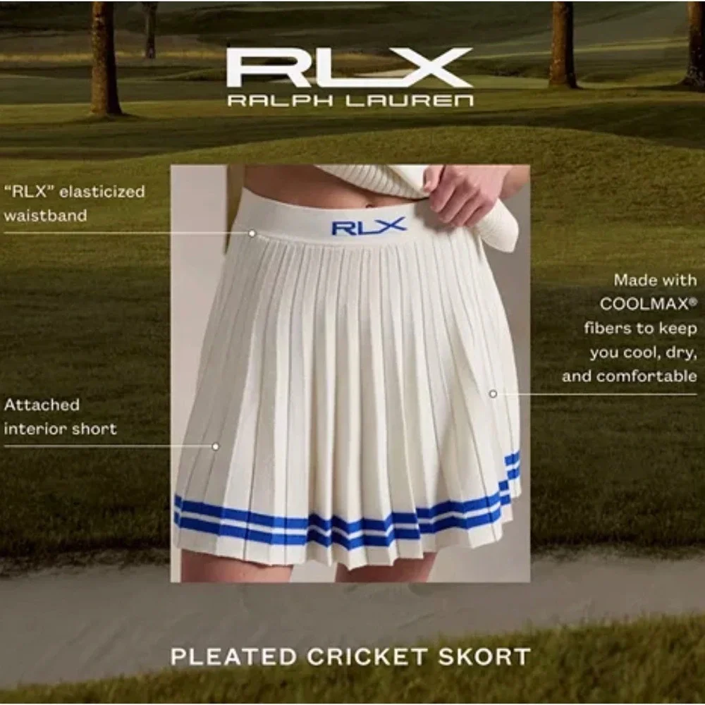 NEW RLX Ralph‎ Lauren | Pleated Cricket Skort White Blue Sz XS